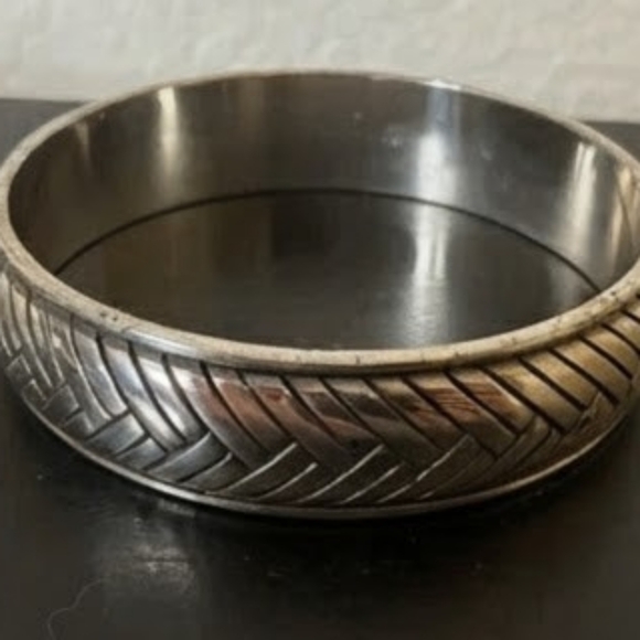 Brighton Accessories - Brighton Silver Plated Wheat Weave Wide Bangle (Stamped)